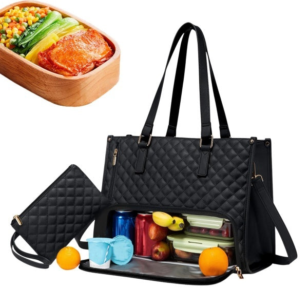[vendor] 2 In 1 Insulated Lunch Tote Bag For Women Large Capacity
