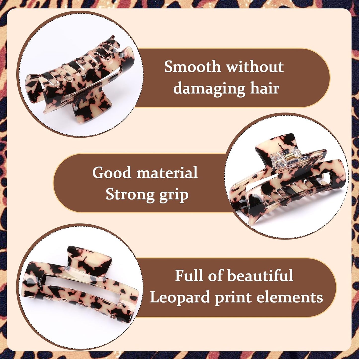 [vendor] 4Pcs Tortoise Hair Claw Clips, Acetate Hair Claw Clip