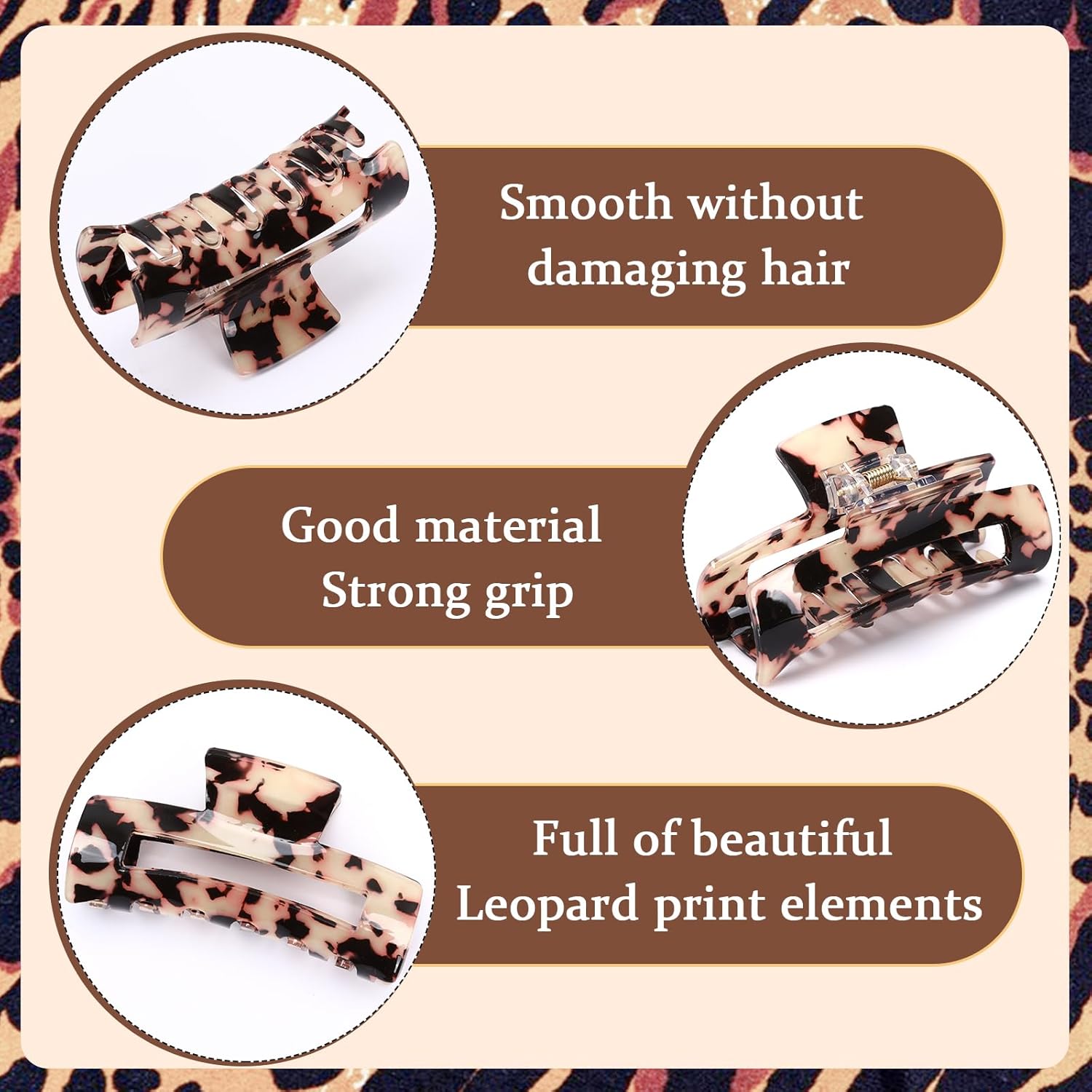 [vendor] 4Pcs Tortoise Hair Claw Clips, Acetate Hair Claw Clip