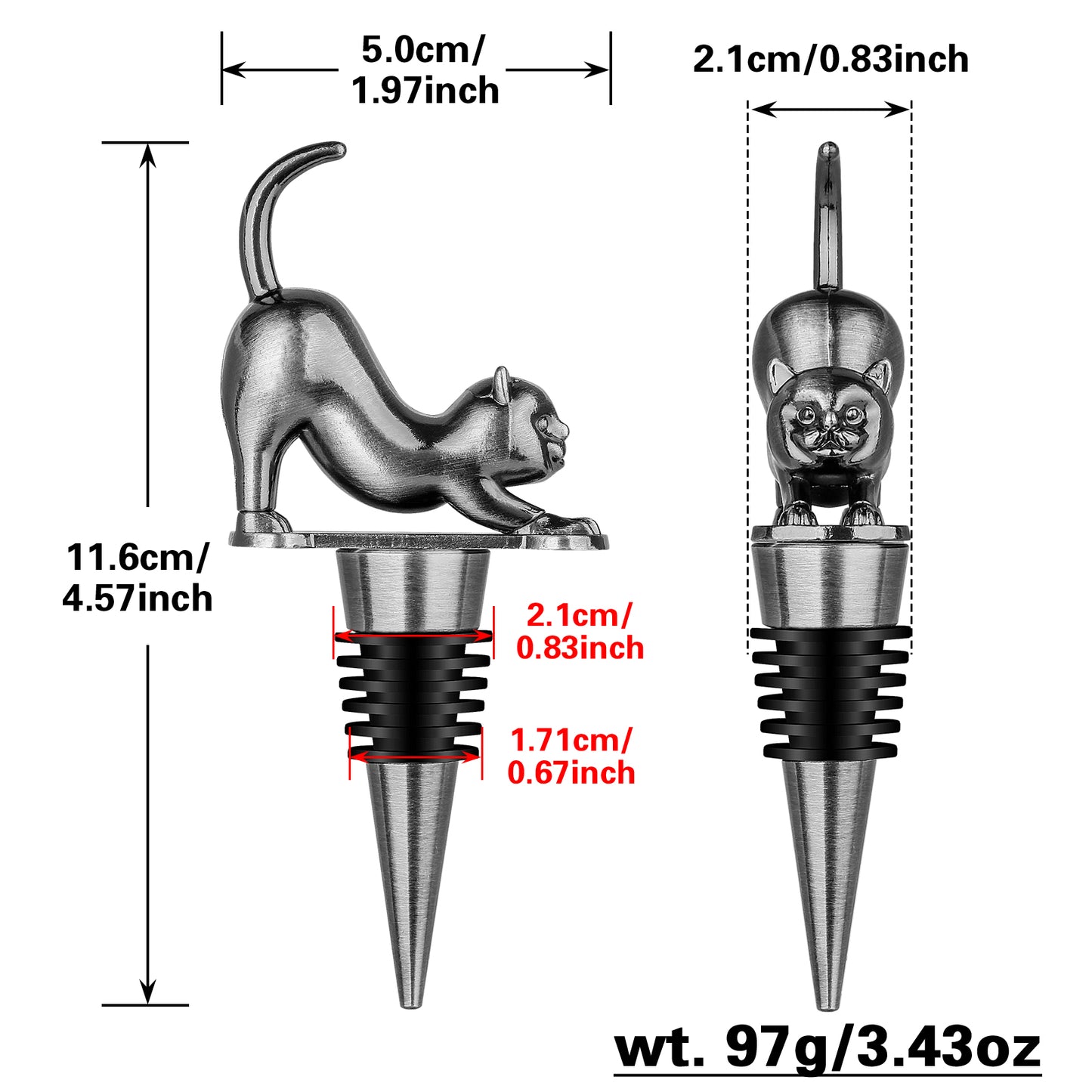 [vendor] Elegant Upturned Cat Shaped Red Wine Stopper Set With