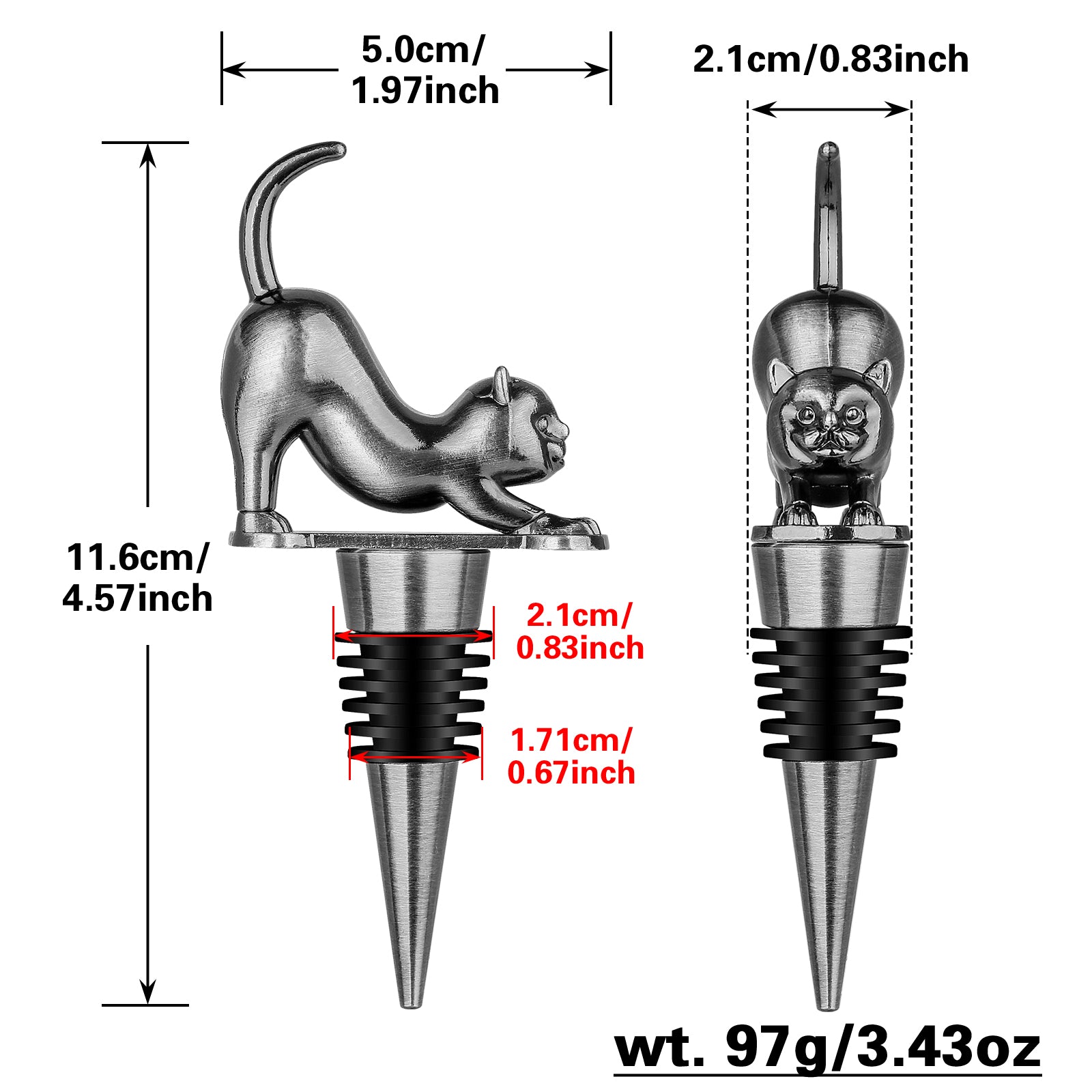 [vendor] Elegant Upturned Cat Shaped Red Wine Stopper Set With