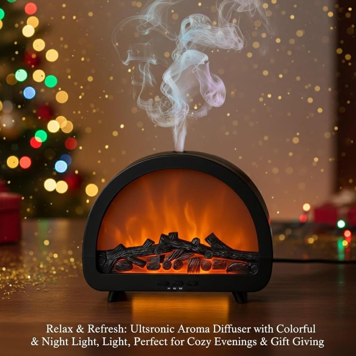 [vendor] Portable Humidifier, Large Mist Volume, Fireplace Flame