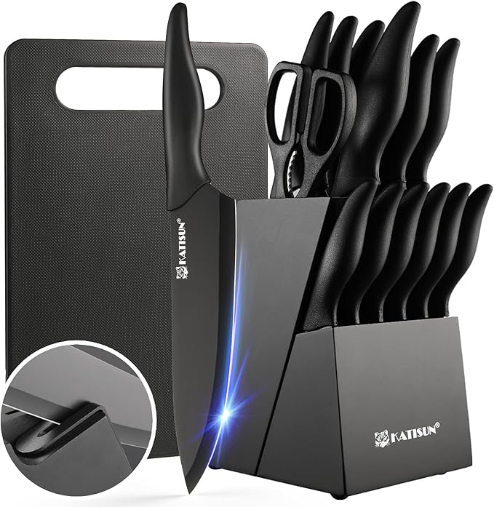 [vendor] 16 Pieces Kitchen Knife Block Set With Cutting Board,