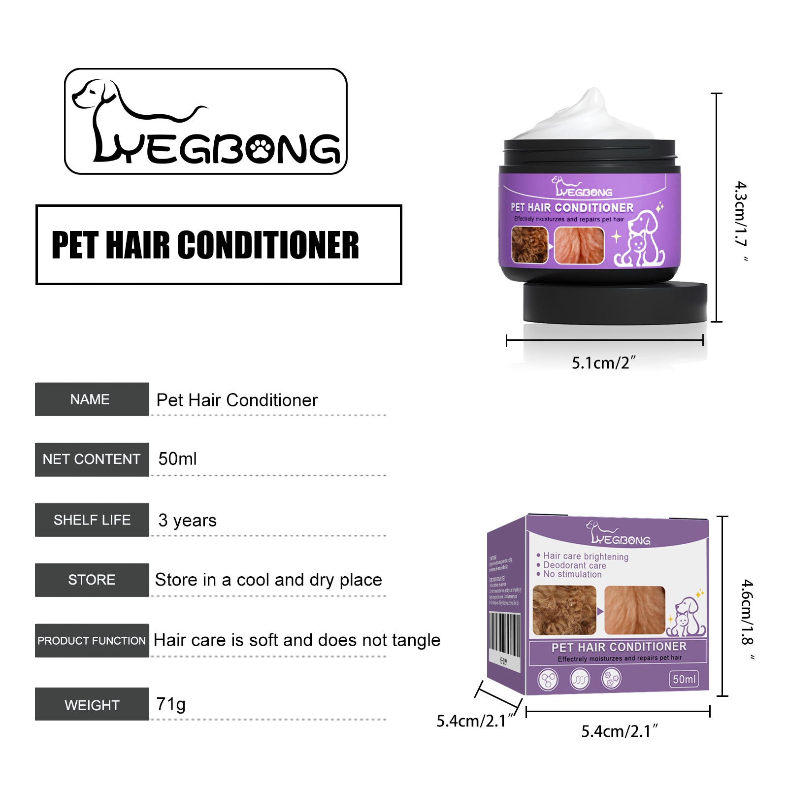 [vendor] Pet Hair Conditioner For Dogs Cats, Moisturizing Detangling Pet