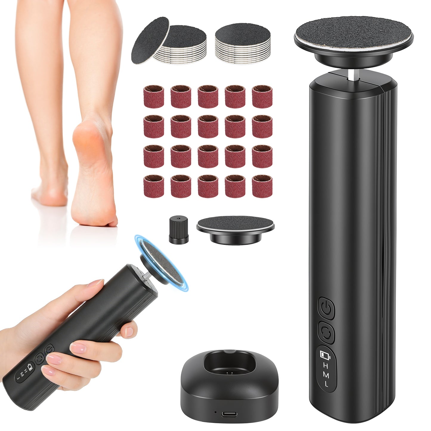 [vendor] 2 In 1 Electric Foot Callus Remover Nail Grinder Feet