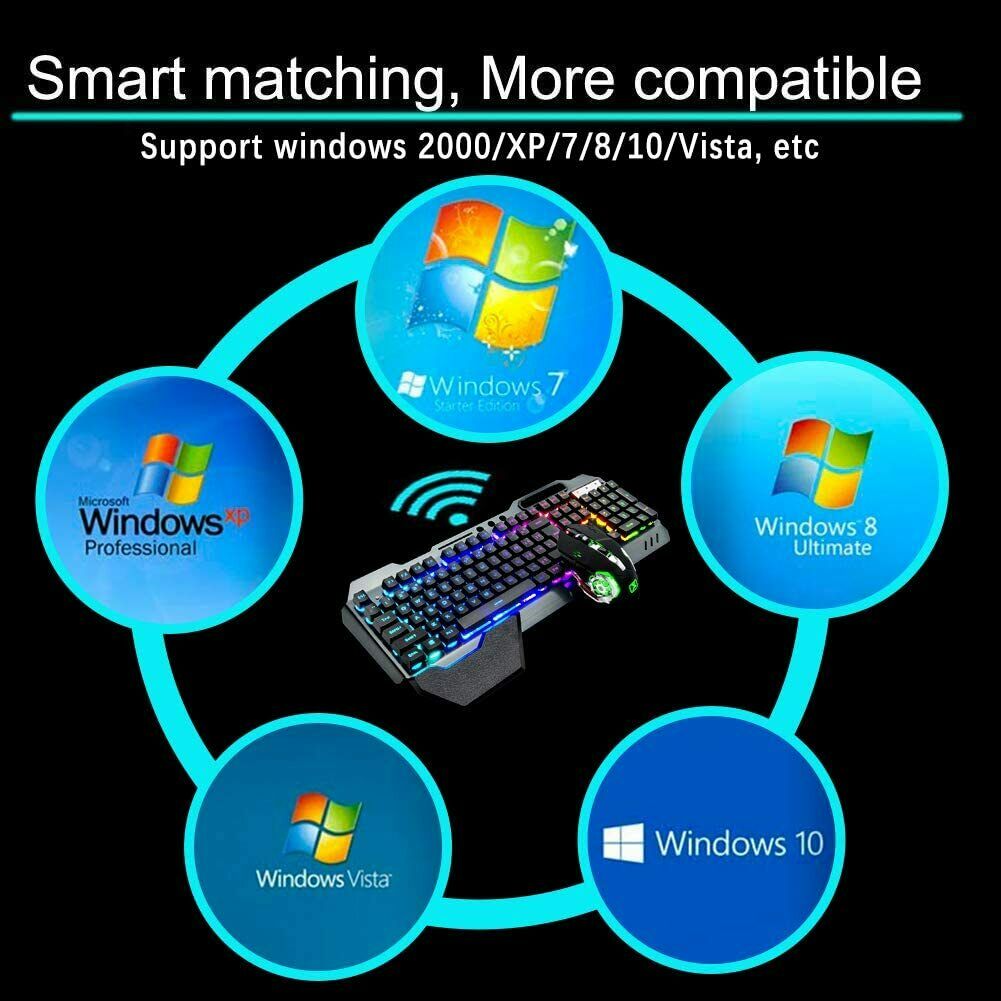 [vendor] 3in1 2.4G Wireless Rainbow Gaming Keyboard Mouse Set LED