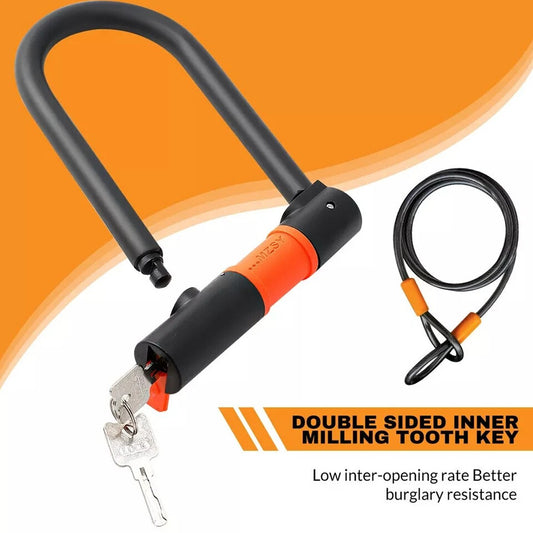 [vendor] U Shaped Bike Lock With Two Keys Heavy Duty Cable With