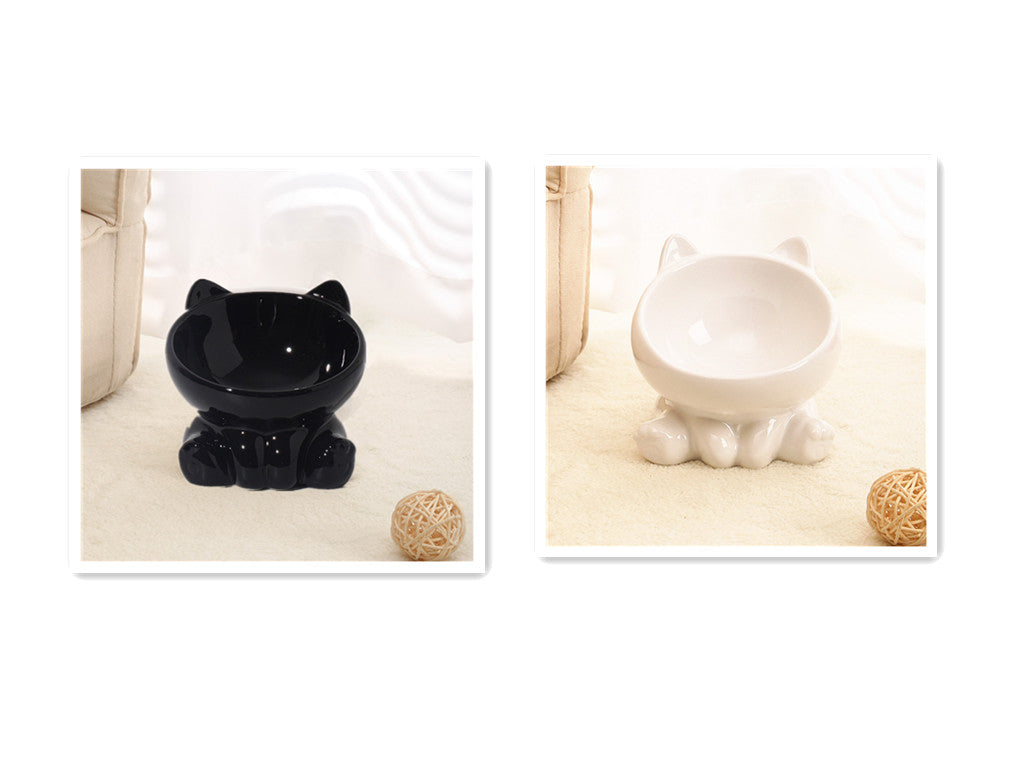 [vendor] Ceramic Cat Bowl Cat Bowl Cat Food Bowl Neck Guard Oblique Mouth