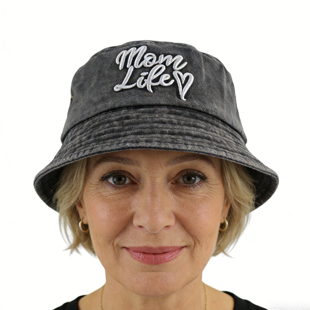 [vendor] Funny Mom Life Bucket Hat Sun Beach Hats, Washed Cotton