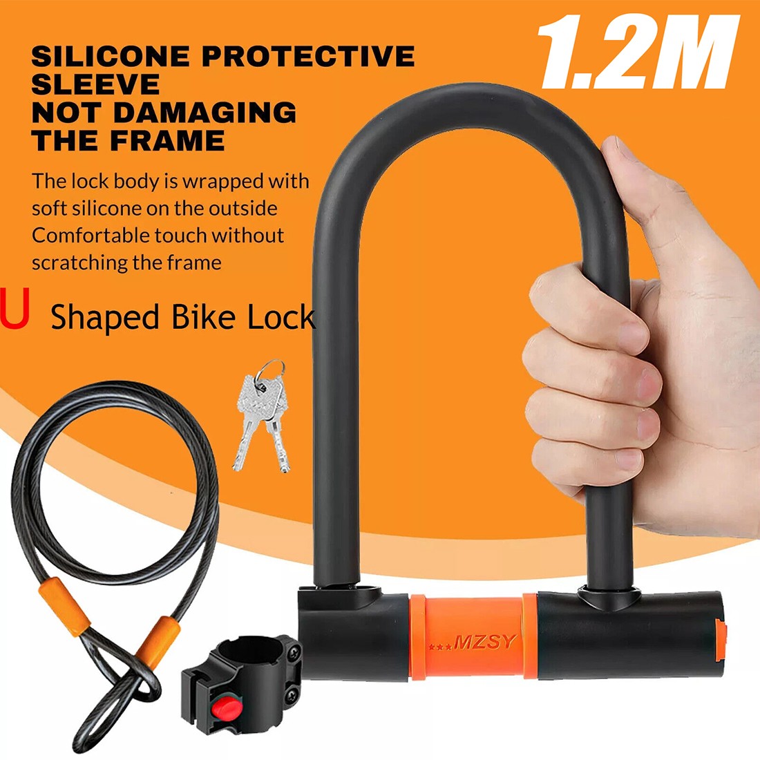 [vendor] U Shaped Bike Lock With Two Keys Heavy Duty Cable With