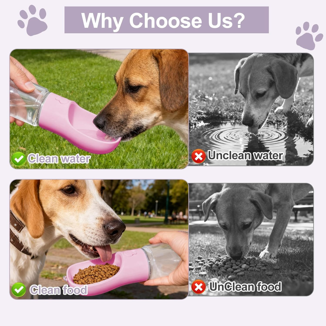 [vendor] Portable Dog Water Bottle With Food Container, Drinking Bottle For