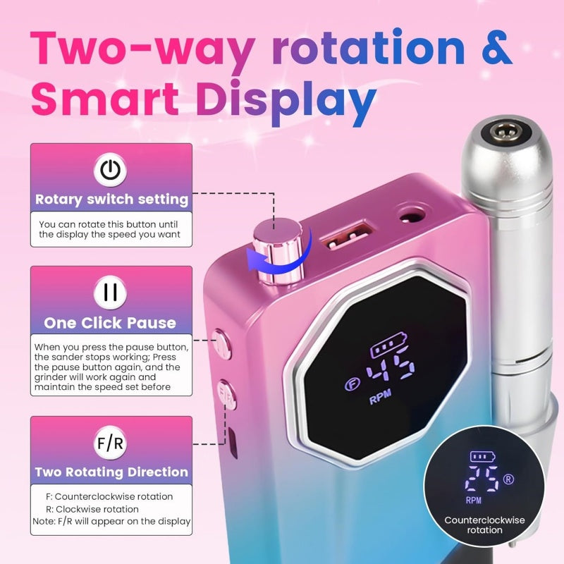 [vendor] Electric Nail File Drill Machine USB Portable Manicure