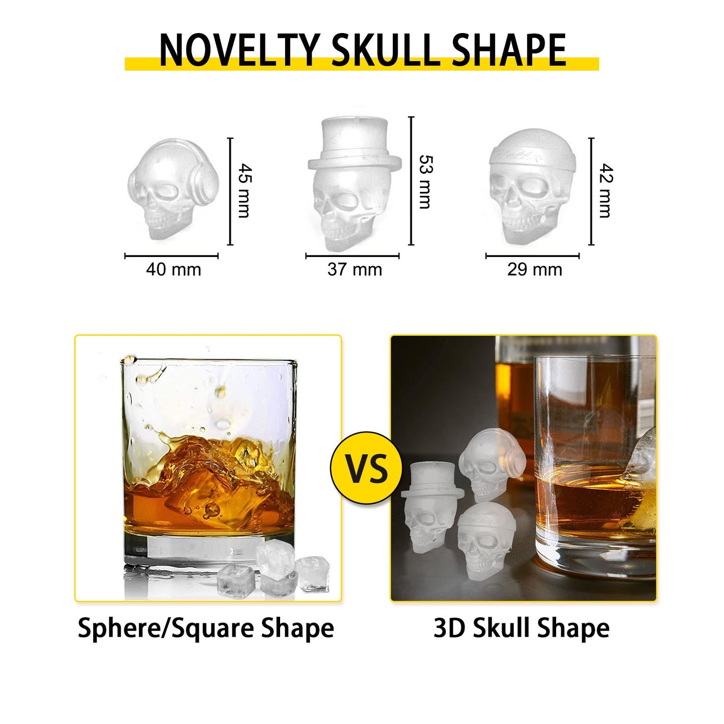 [vendor] Skull Ice Cube Tray, 6-Grid Skull Ice Ball Maker,