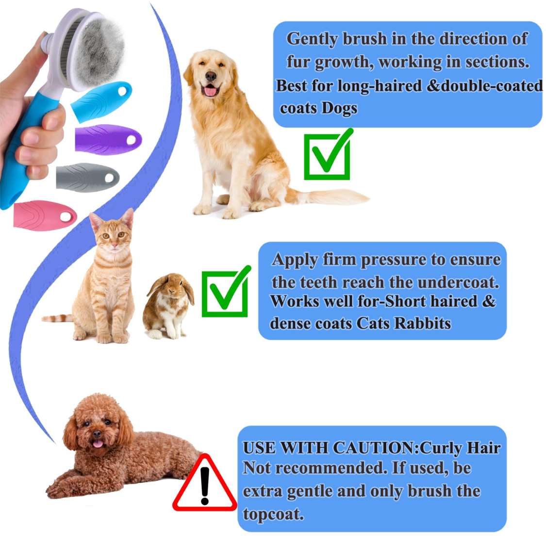 [vendor] Self Cleaning Slicker Brush - Cat Brush Skin-Friendly Deshedding