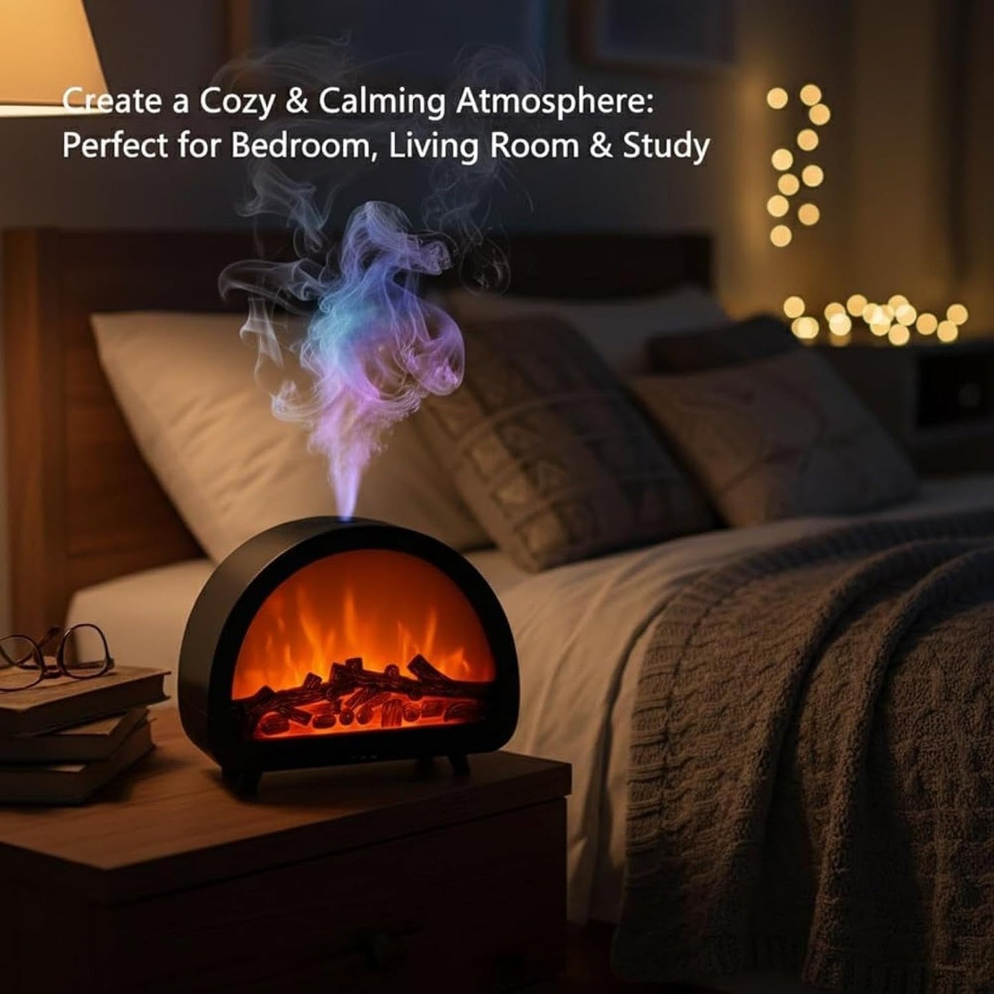 [vendor] Portable Humidifier, Large Mist Volume, Fireplace Flame