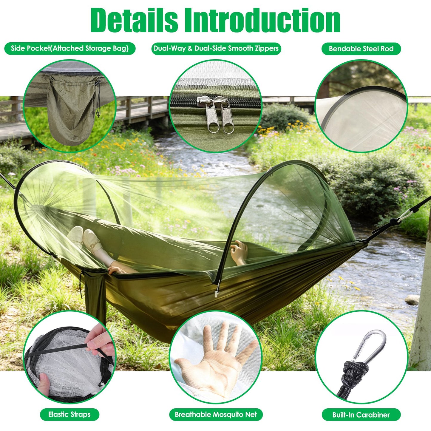 [vendor] 1Pc Camping Hammock With Mosquito Net Portable Hammock