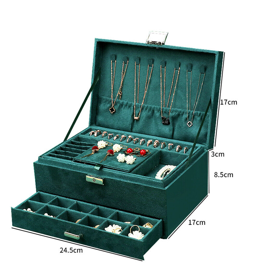 [vendor] 3 Layer Large Jewelry Box, Necklace Jewelry Storage
