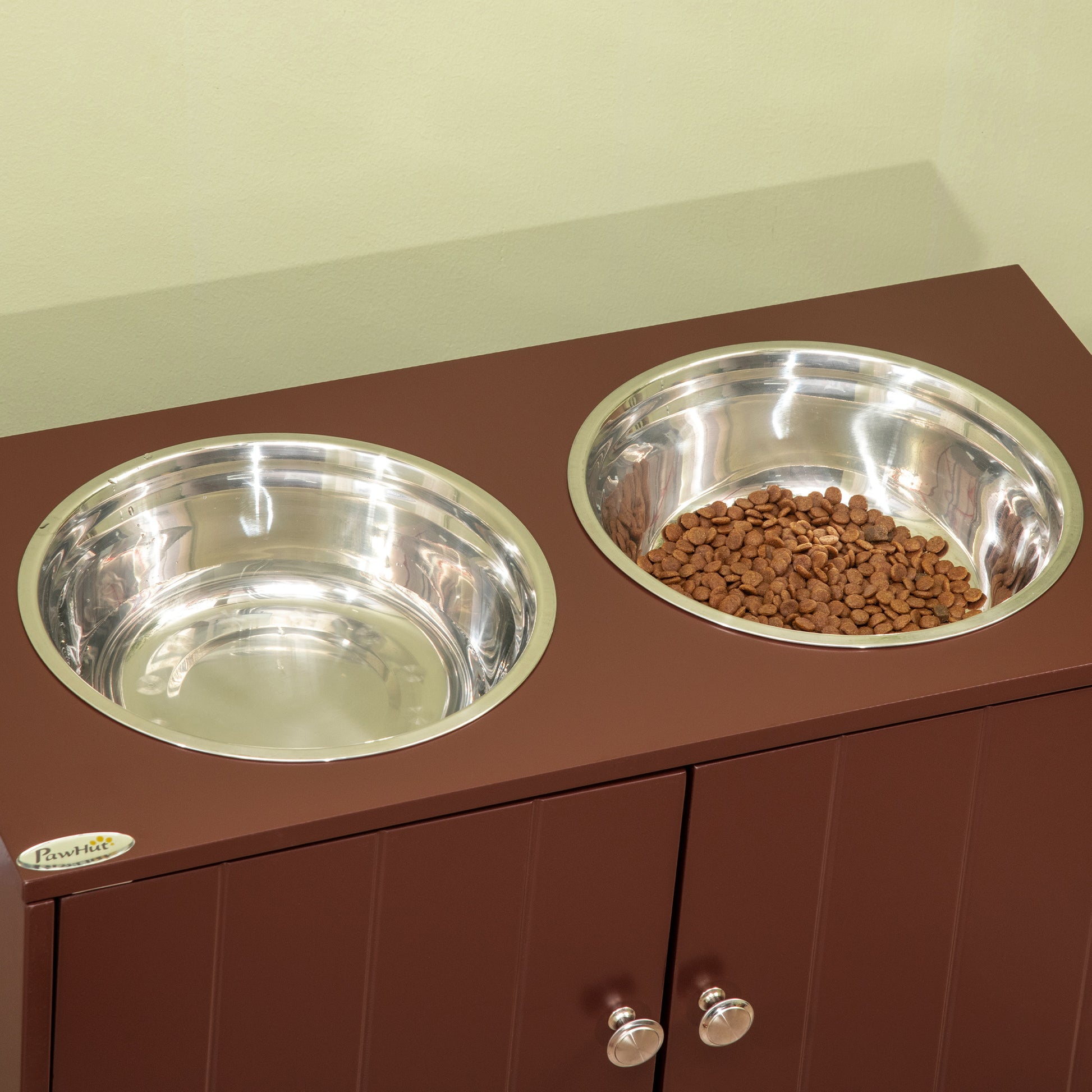 [vendor] Elevated Dog Bowls with Storage Cabinet, Raised Dog Bowl Stand Pet