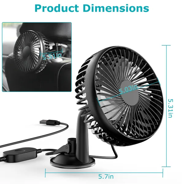 [vendor] Car Cooling Fan Portable Rotatable USB Vehicle Fan