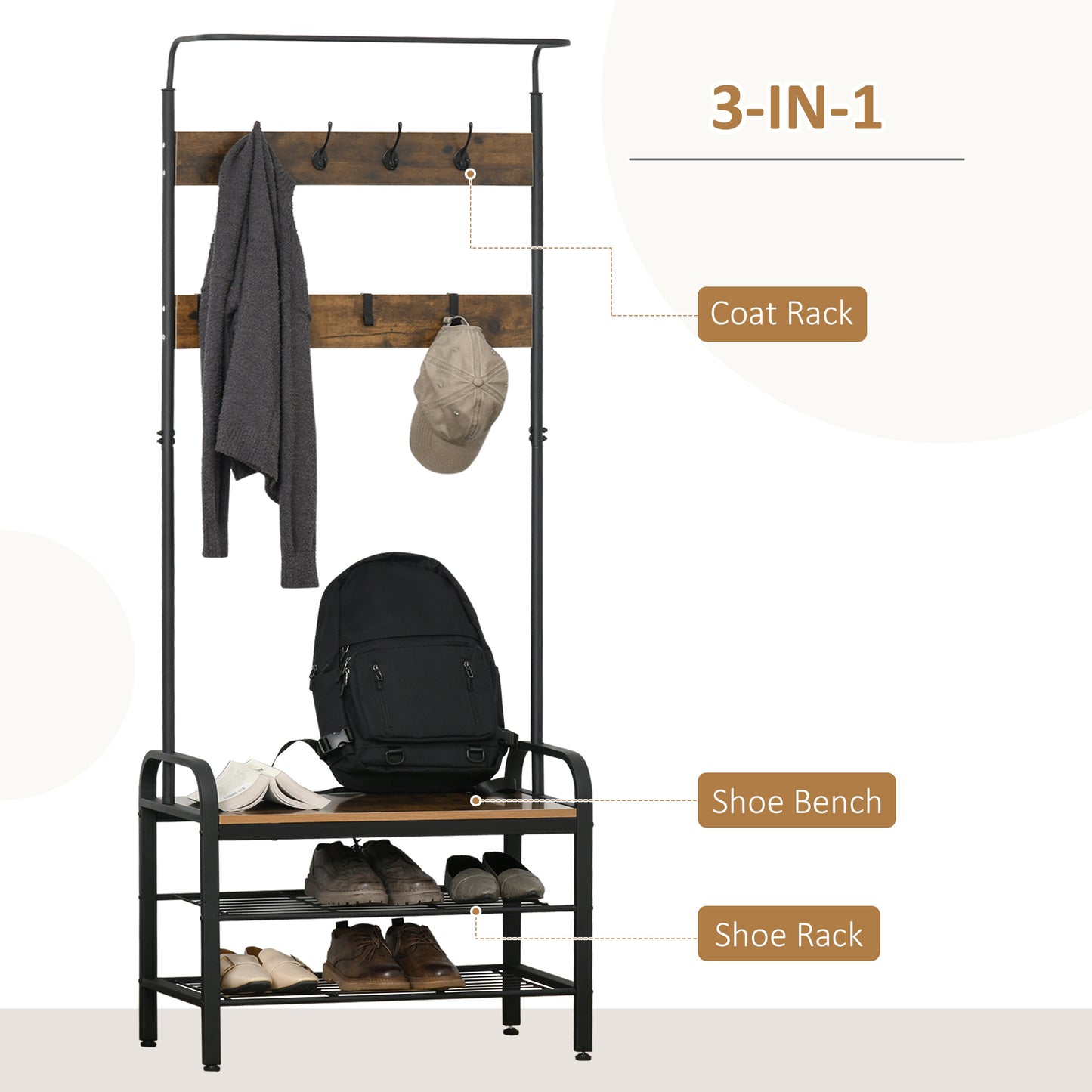 [vendor] Coat Rack Stand Industrial Hallway Shoe Rack Removable
