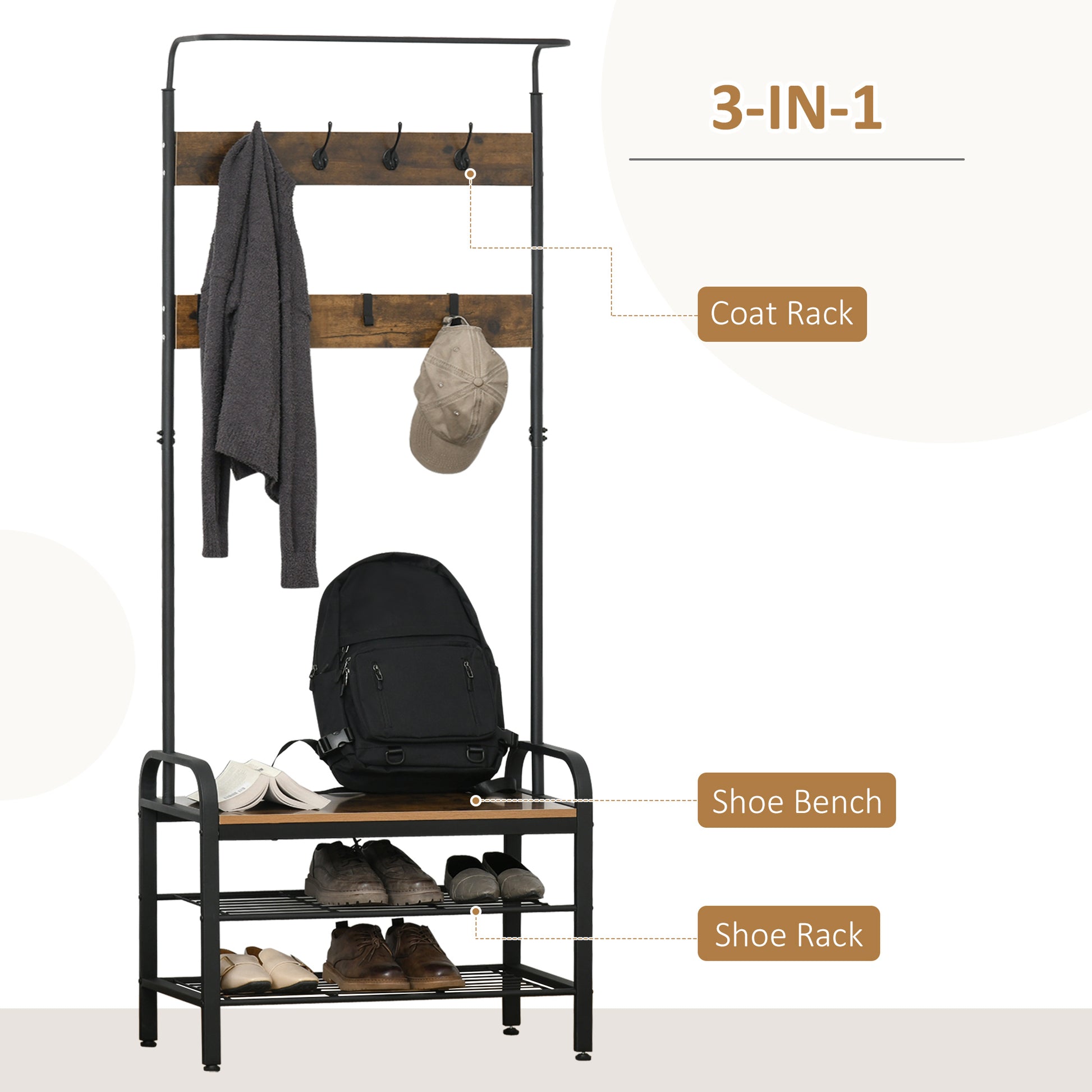 [vendor] Coat Rack Stand Industrial Hallway Shoe Rack Removable