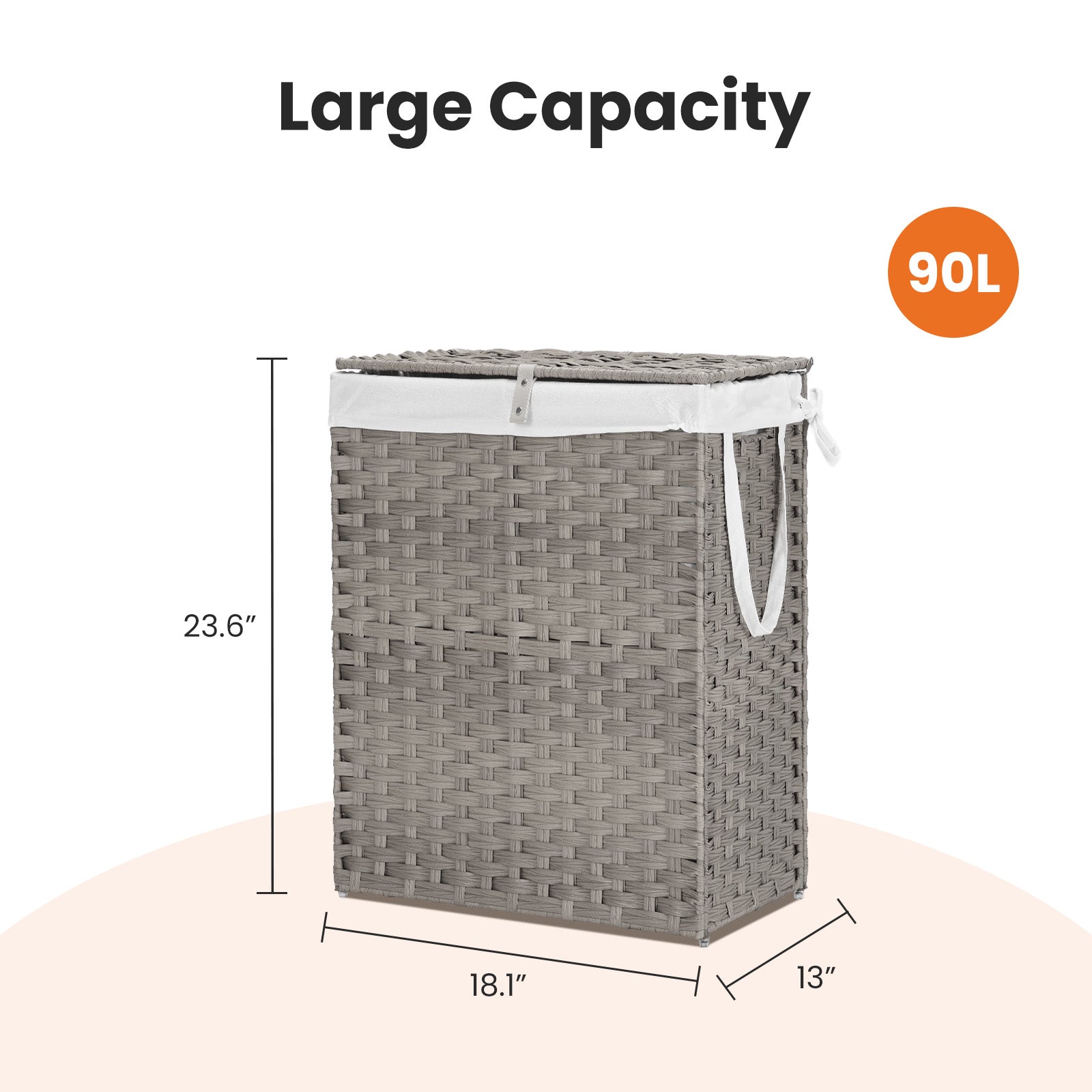 [vendor] Laundry Basket With Lid, 110 L Hand-Woven Pp Rattan