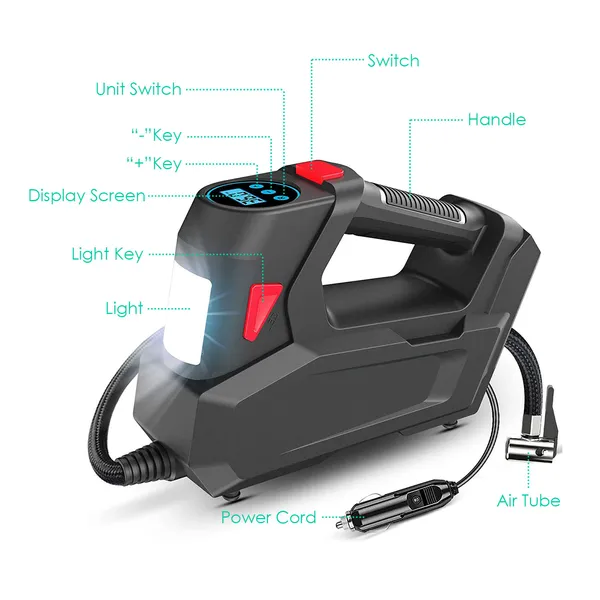 [vendor] Portable Tire Inflator 120 PSI Maximum 90W Powered Tire