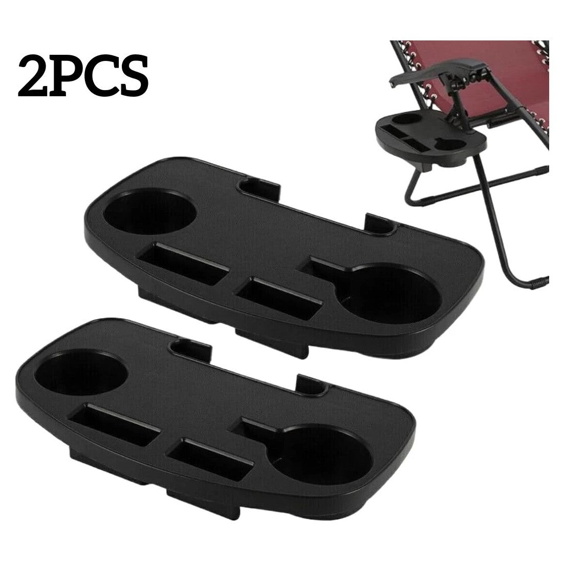 [vendor] 2PCS Clip On Camping Chair Side Table Cup Holder & Phone