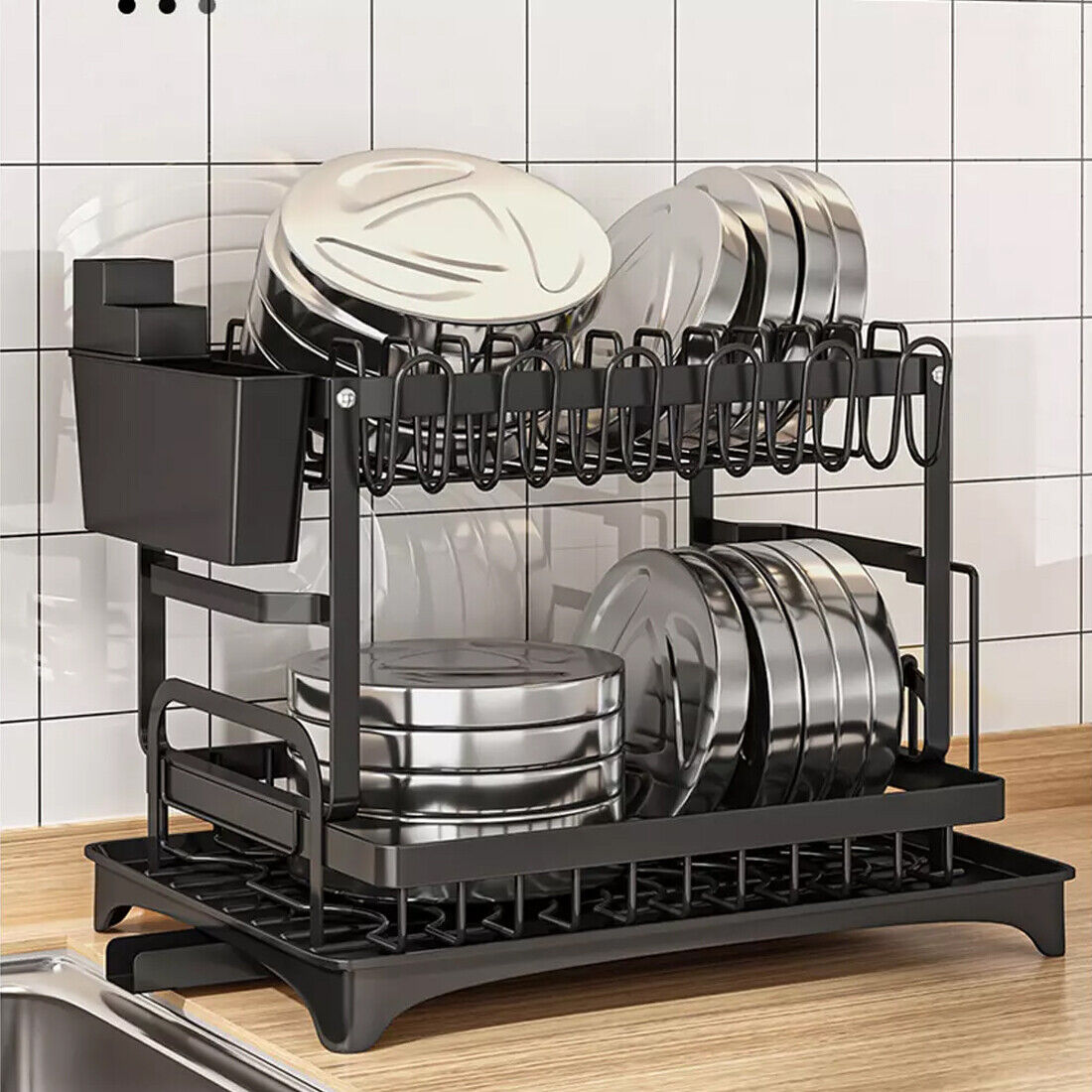 [vendor] NEW 2TIER KITCHEN SINK DISH DRAINER RACK WITH DRIP TRAY