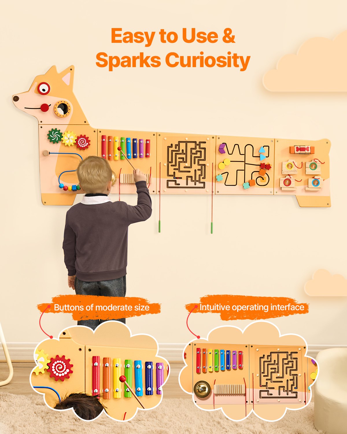 [vendor] Puppy Activity Wall Busy Board Panels 12 Activities Sensory Wall Panel