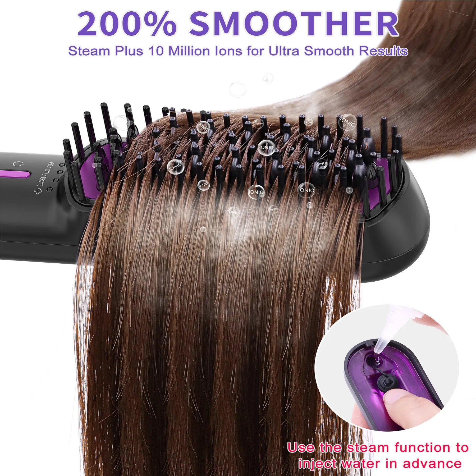 [vendor] Hair Straightener Brush, Ionic Plus Steam Straightening