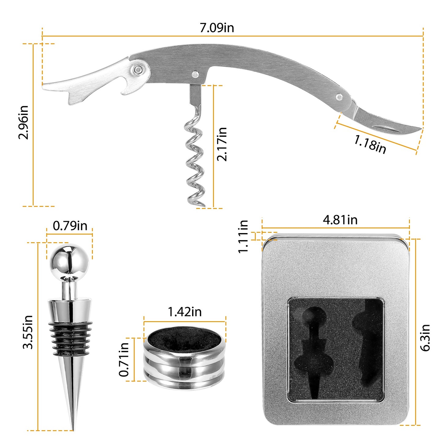 [vendor] 3Pcs Corkscrew Bottle Opener Set Tool Foil Cutter Drip