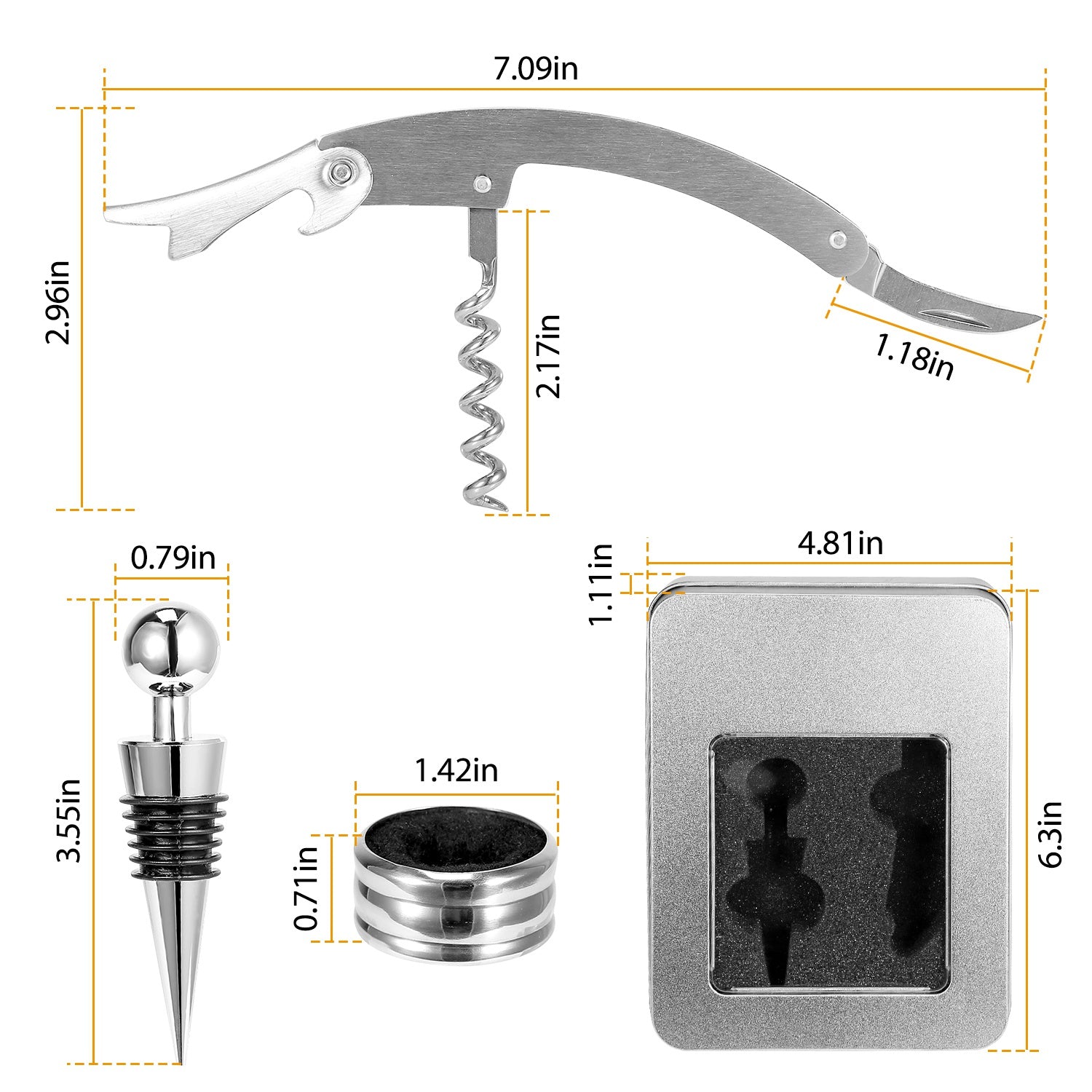 [vendor] 3Pcs Corkscrew Bottle Opener Set Tool Foil Cutter Drip