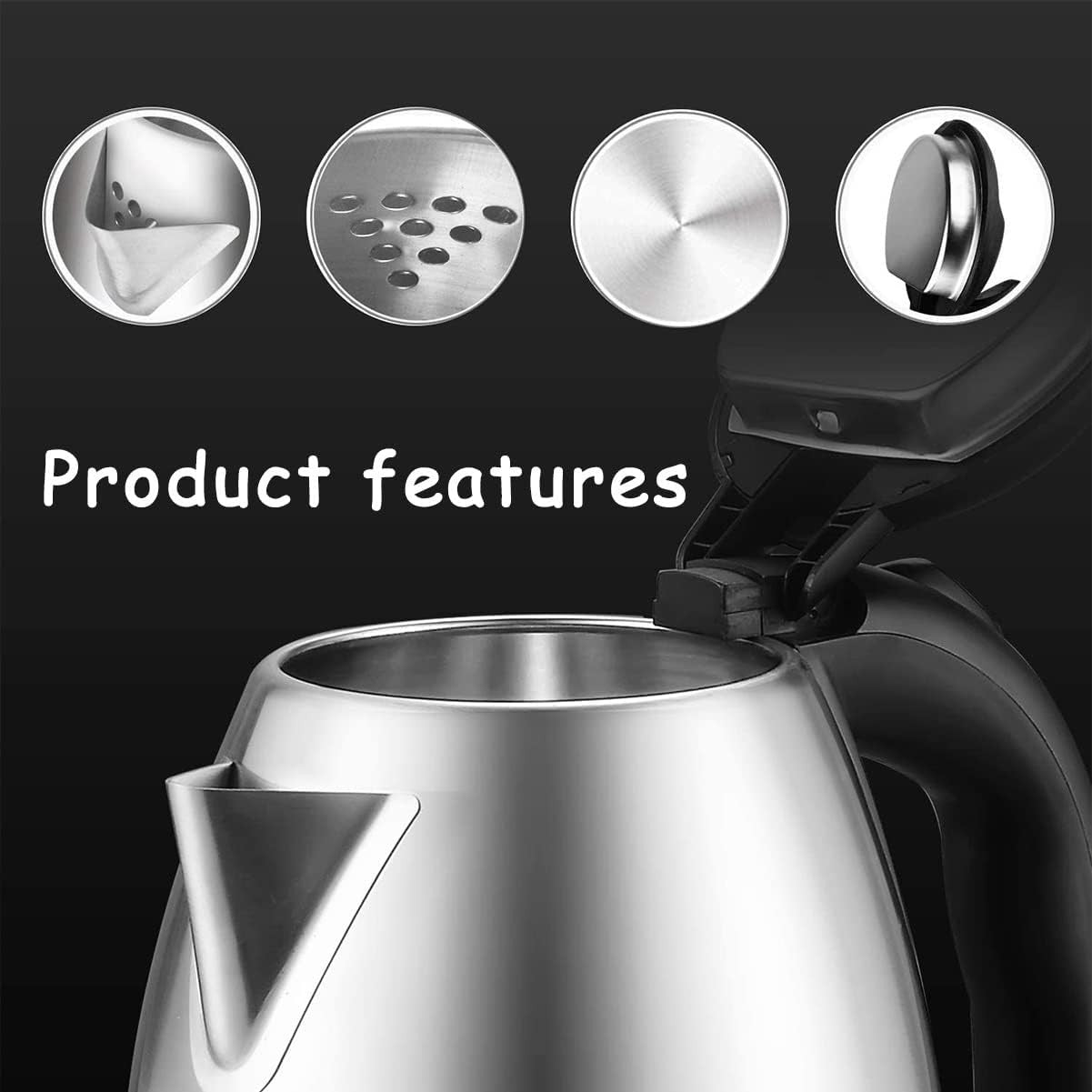 [vendor] 1.8L Electric Kettle 1500W Stainless Steel Cordless Jug