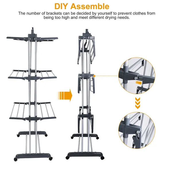 [vendor] Clothes Drying Rack Rolling Collapsible Laundry Dryer