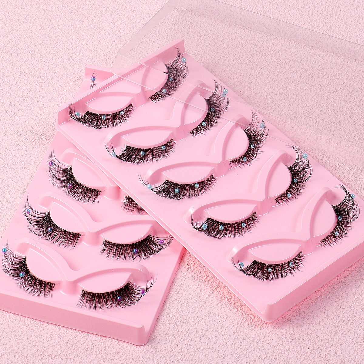 [vendor] 5 Pairs False Lashes Eyelashes Extension Cluster, Clear