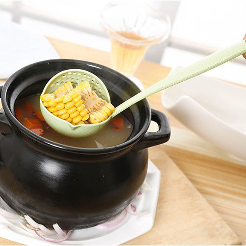 [vendor] Wheat Straw Long-Handled Dual-Use Large Soup Ladle