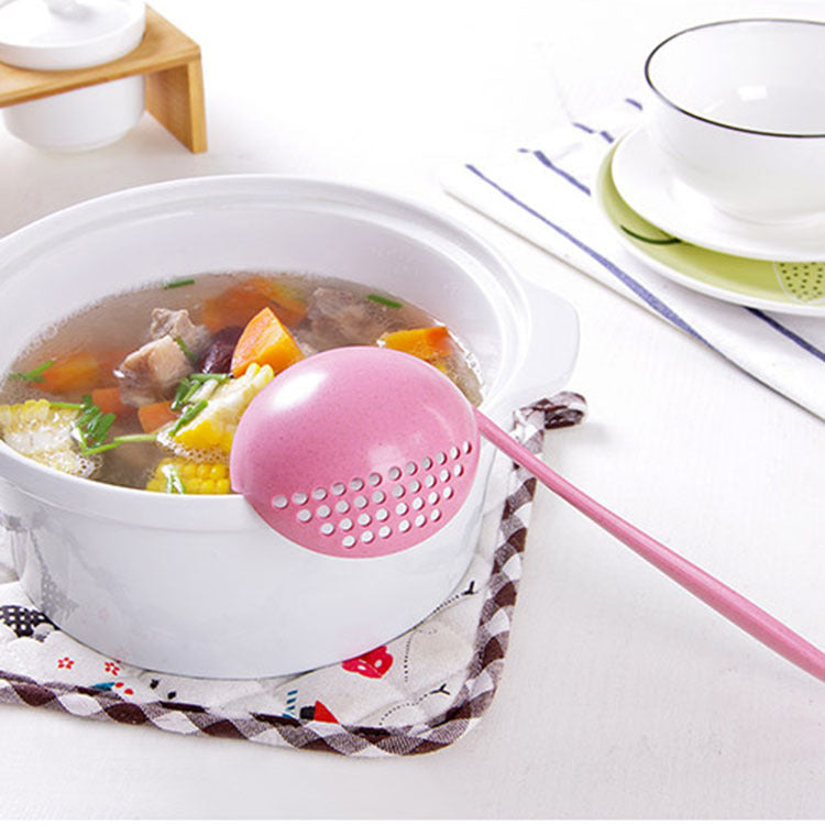 [vendor] Wheat Straw Long-Handled Dual-Use Large Soup Ladle