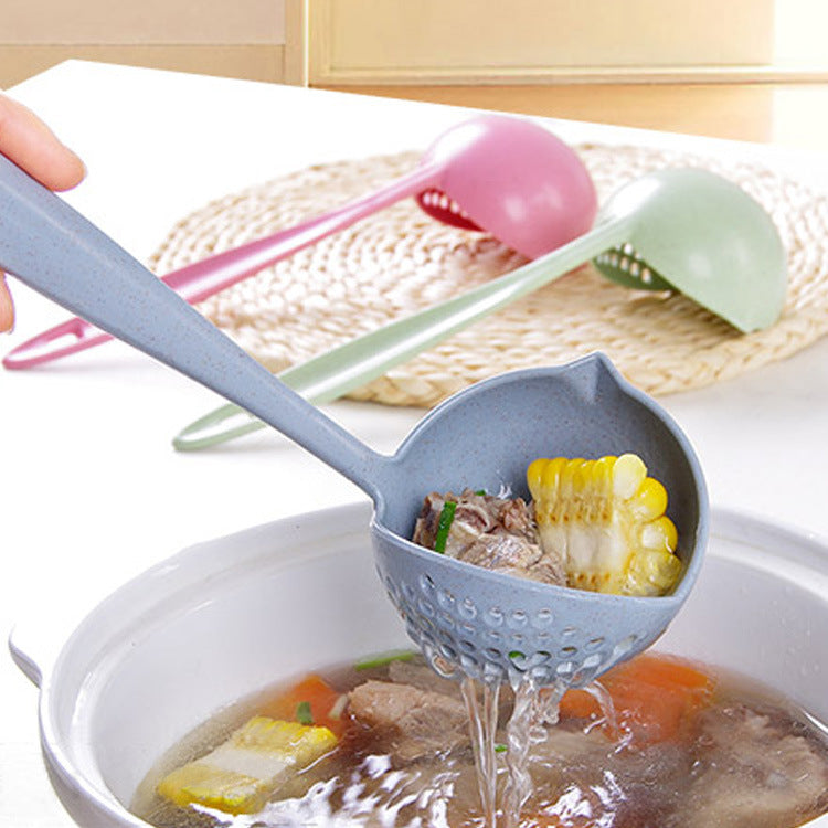 [vendor] Wheat Straw Long-Handled Dual-Use Large Soup Ladle