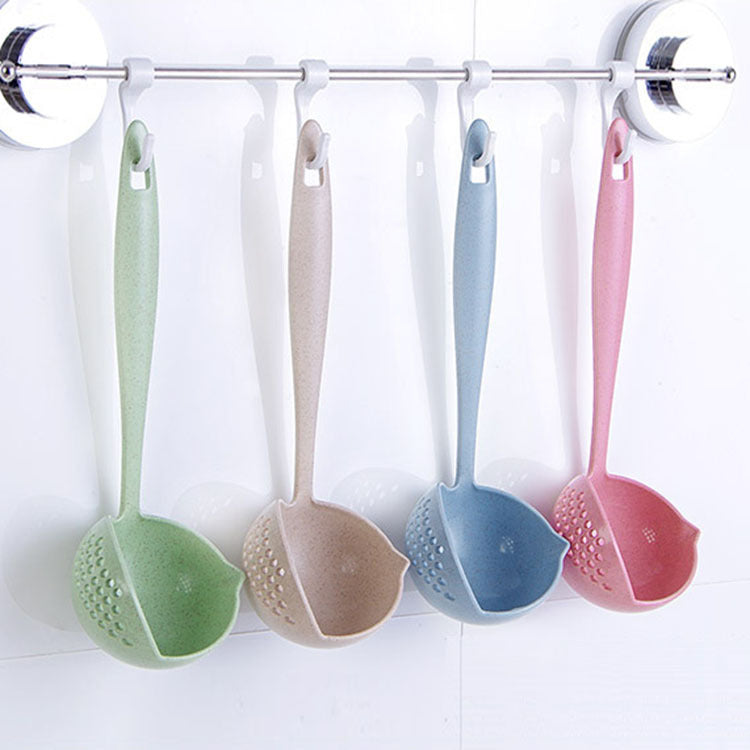 [vendor] Wheat Straw Long-Handled Dual-Use Large Soup Ladle