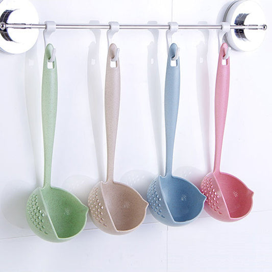 [vendor] Wheat Straw Long-Handled Dual-Use Large Soup Ladle
