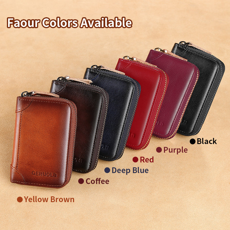 [vendor] Genuine Leather Credit Card Holder Zipper Card Bag With