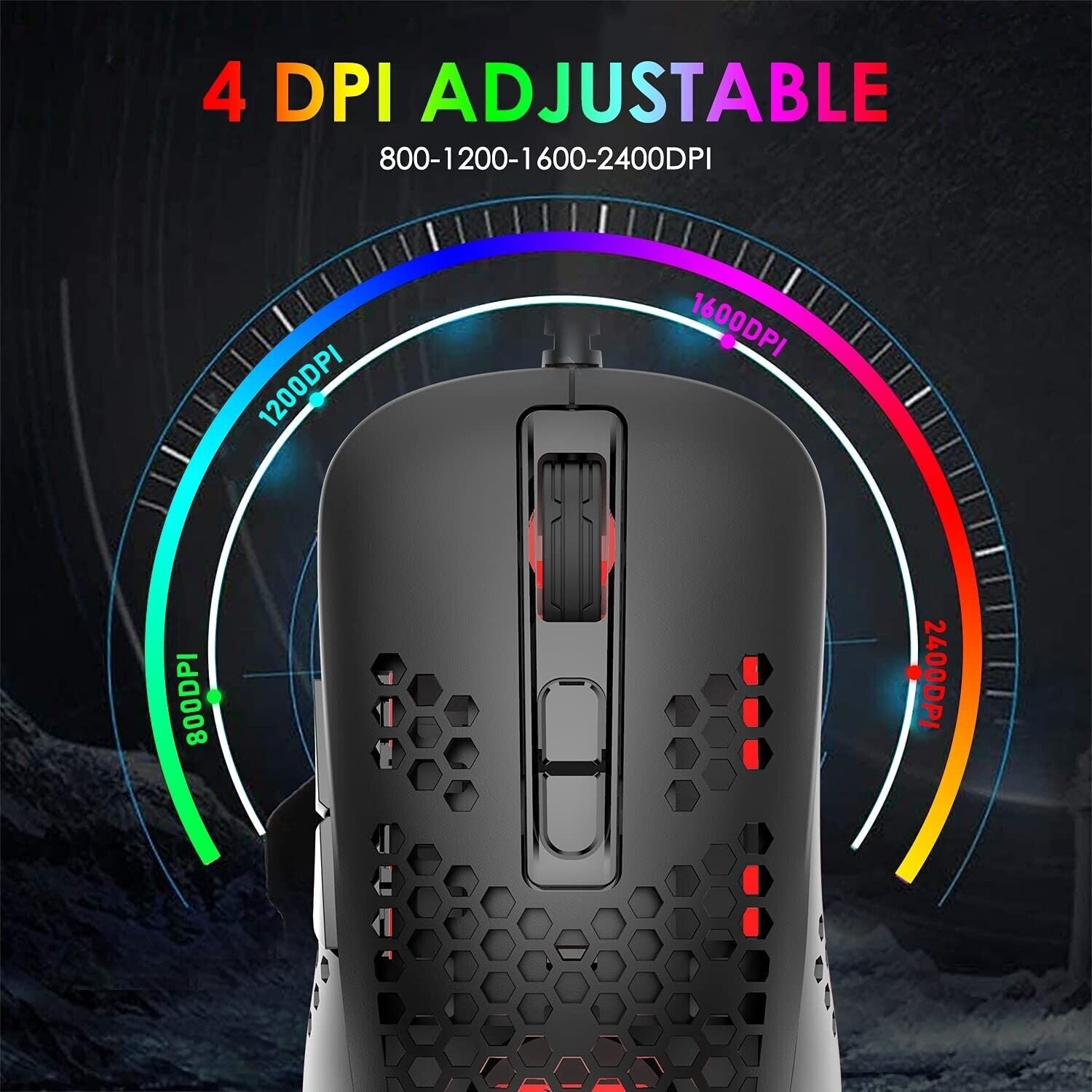 [vendor] Ultralight Wired Gaming Mouse,4 Kinds Backlit,2400DPI