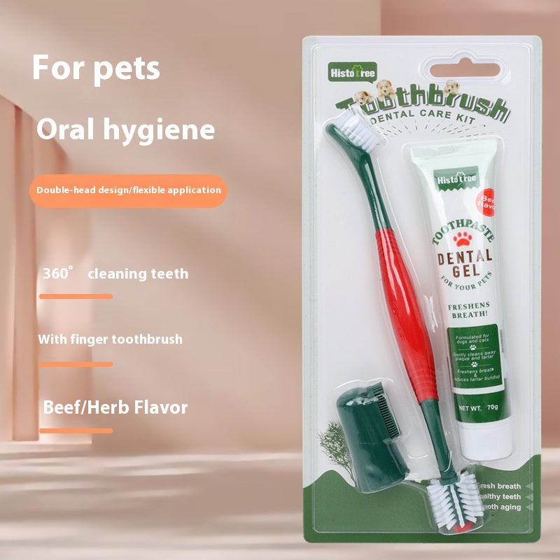[vendor] Pet Toothpaste Toothbrush Set Cat And Dog Finger Stall Cleaning