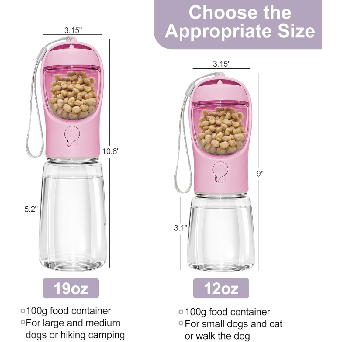 [vendor] Portable Dog Water Bottle With Food Container, Drinking Bottle For
