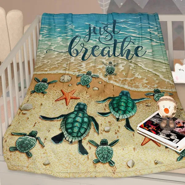 [vendor] Sea Turtle Flannal Throw Blanket For Teens Boys Men Many