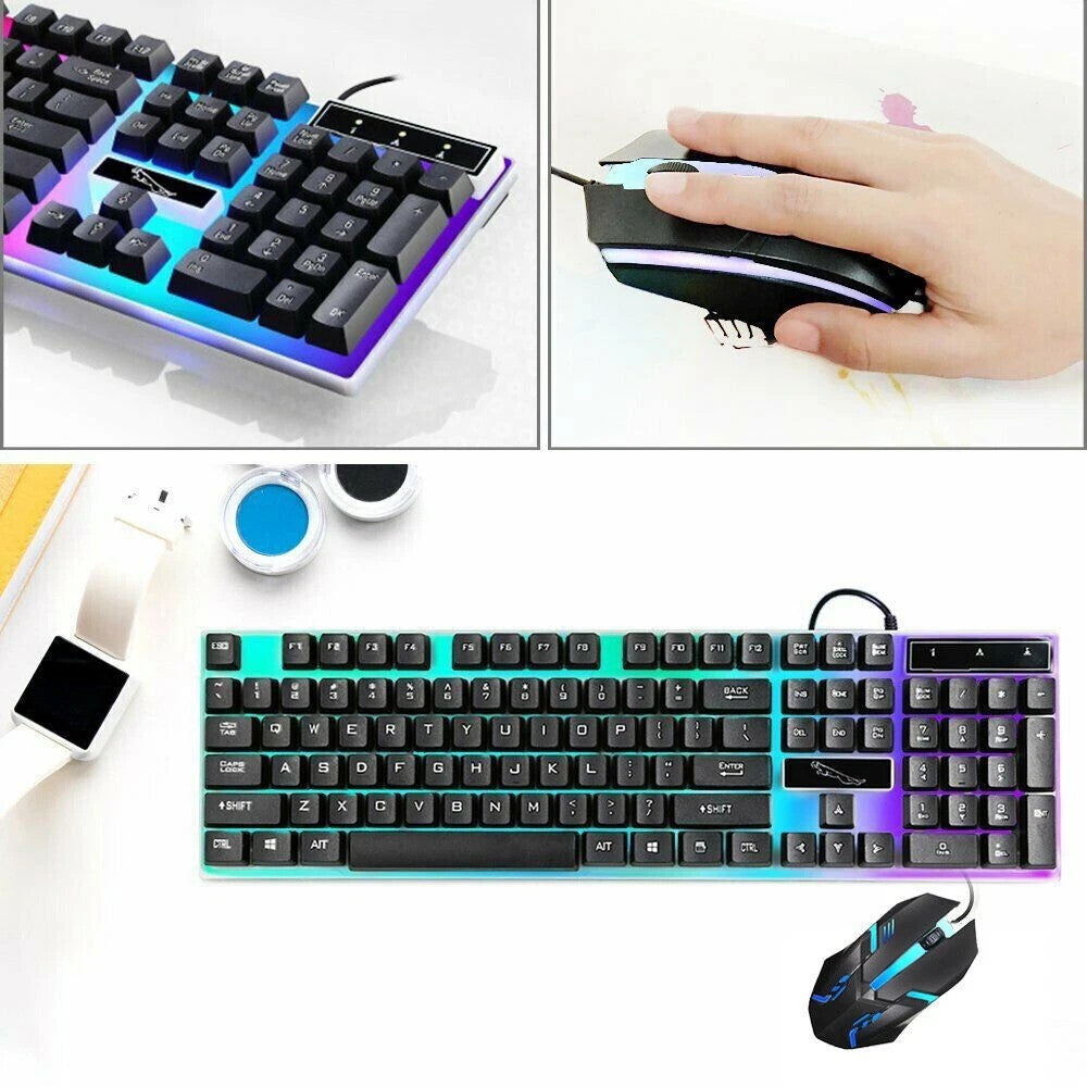 [vendor] UK Gaming Keyboard And Mouse Set RGB LED USB For PC