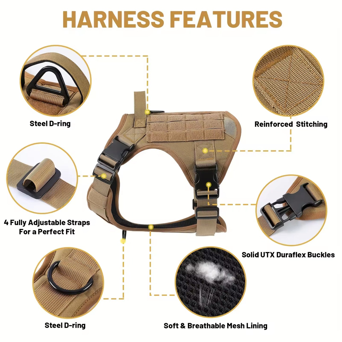 [vendor] Tactical Pet Chest Service Dog Harness Vest Adjustable Reflective