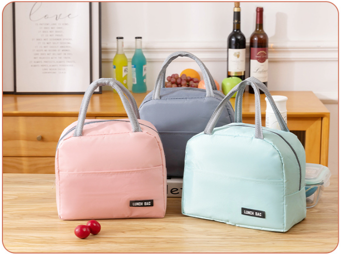 [vendor] Solid Color Thickened Insulated Lunch Tote Bag, Portable
