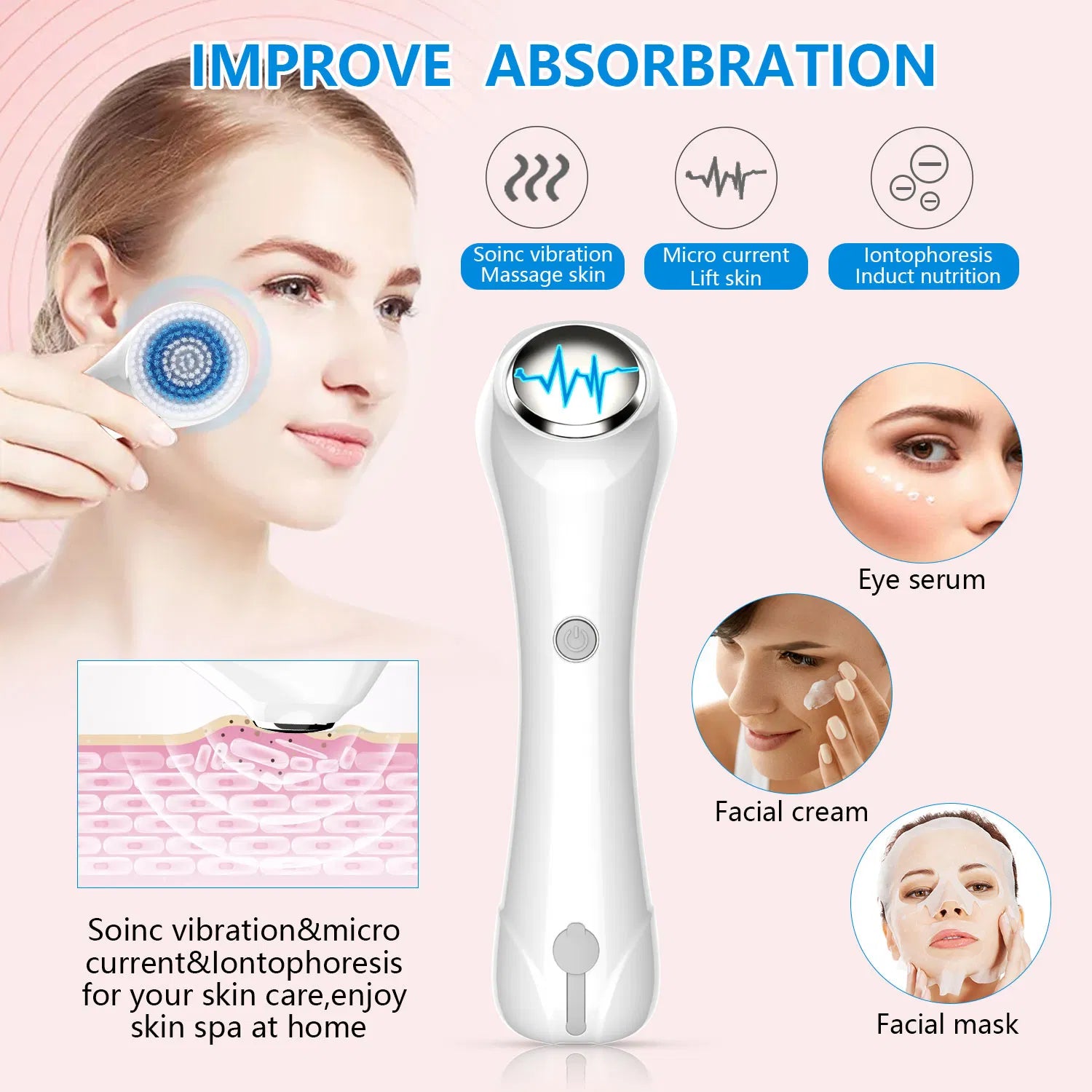 [vendor] Facial Cleansing Brush, Brush For Exfoliating, IPX7